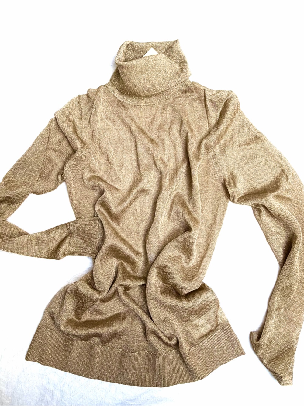 Michael Kors Metallic Camel Turtleneck Sweater